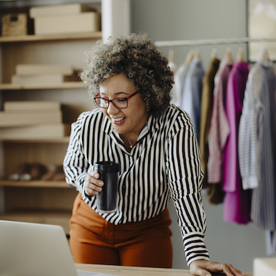 person looking at computer